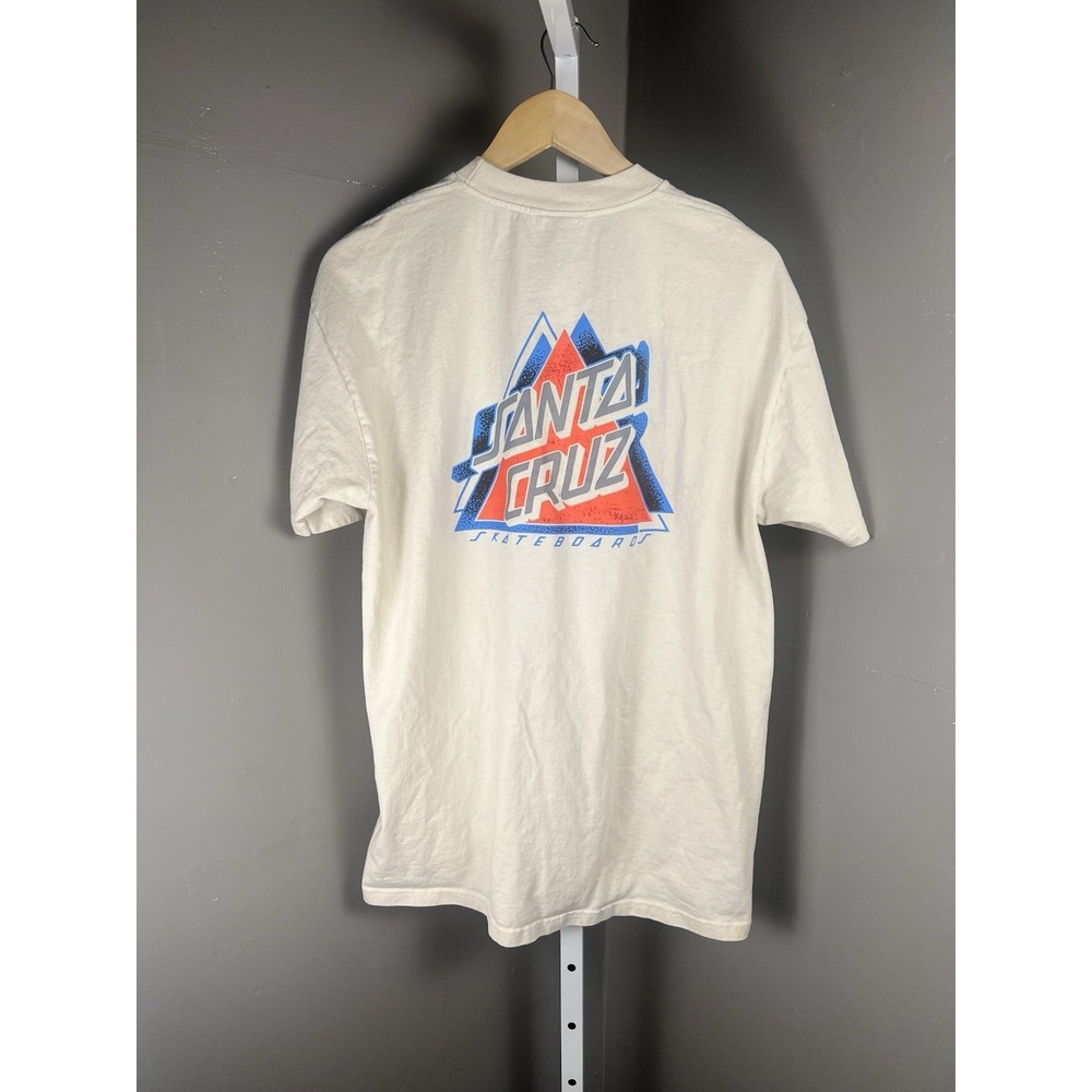 Santa Cruz Skateboards T Shirt Men Large Cream Graphic Skate Tee Streetwear